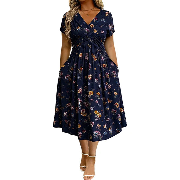 Vestido Midi Floral-Rosa Elena