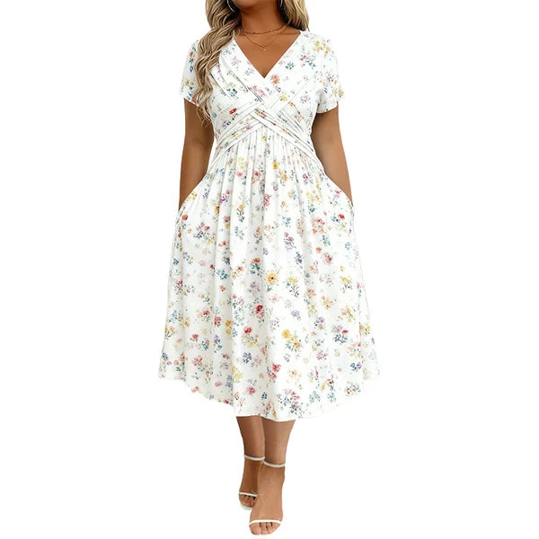 Vestido Midi Floral-Rosa Elena