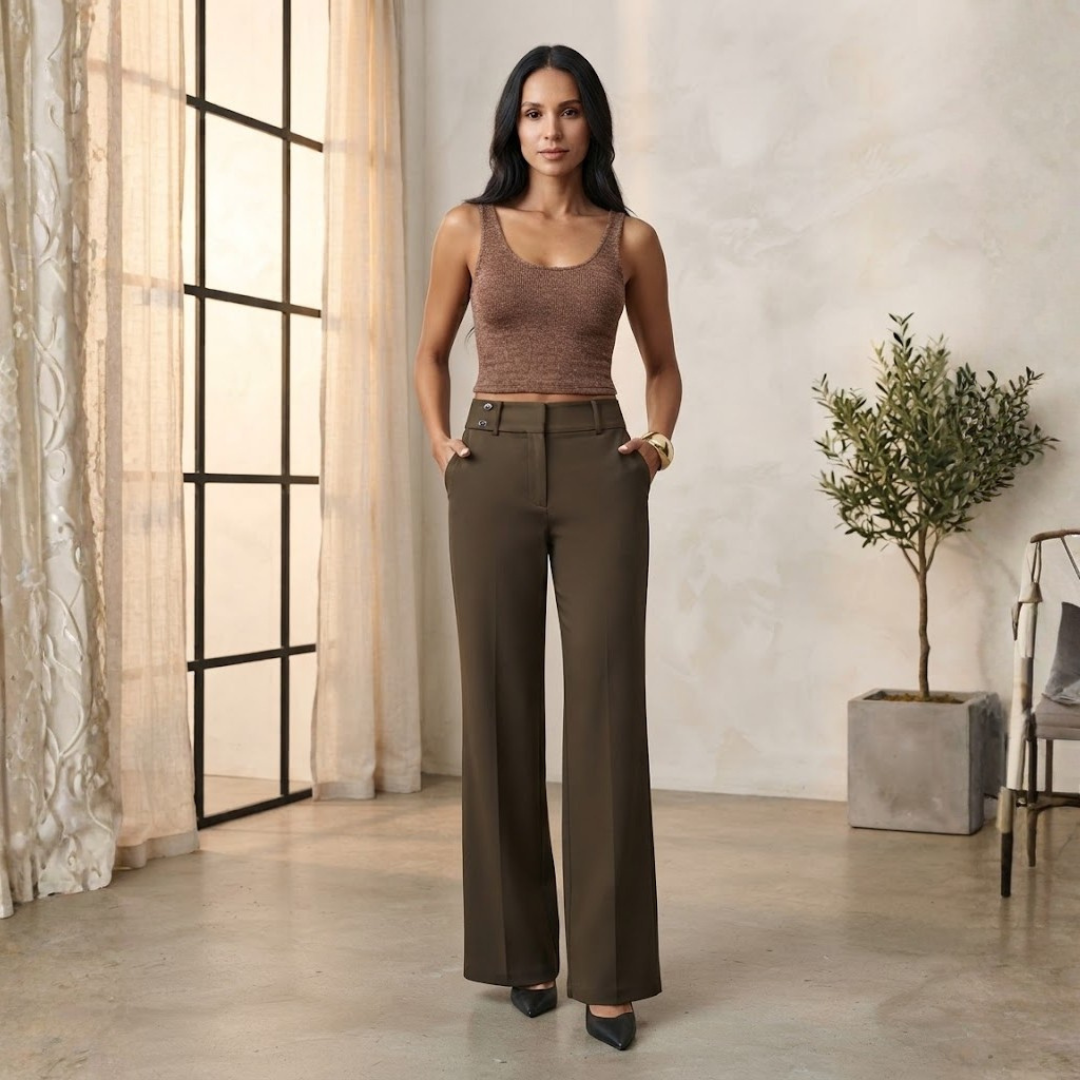 CATERINA™ | PANTALÓN DE VESTIR RECTO DE TALLE ALTO