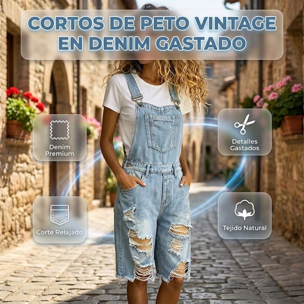Peto Short Vaquero Multi-Bolsillos - Iris
