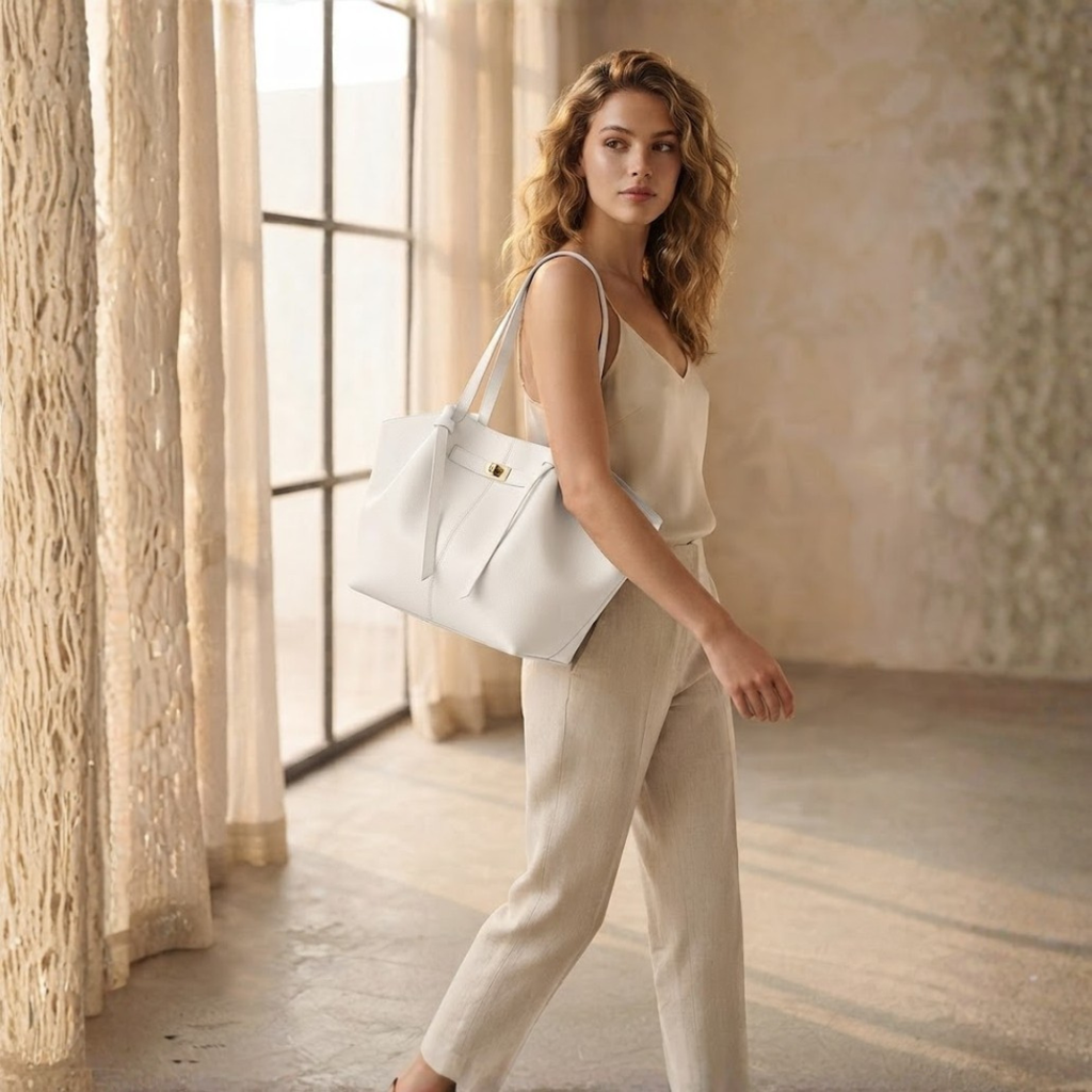 BOLSO SHOPPER DE HOMBRO "ELENA" - CRUDO
