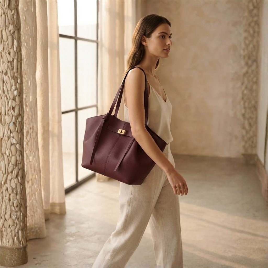 BOLSO SHOPPER DE HOMBRO "ELENA" - BURGUNDY