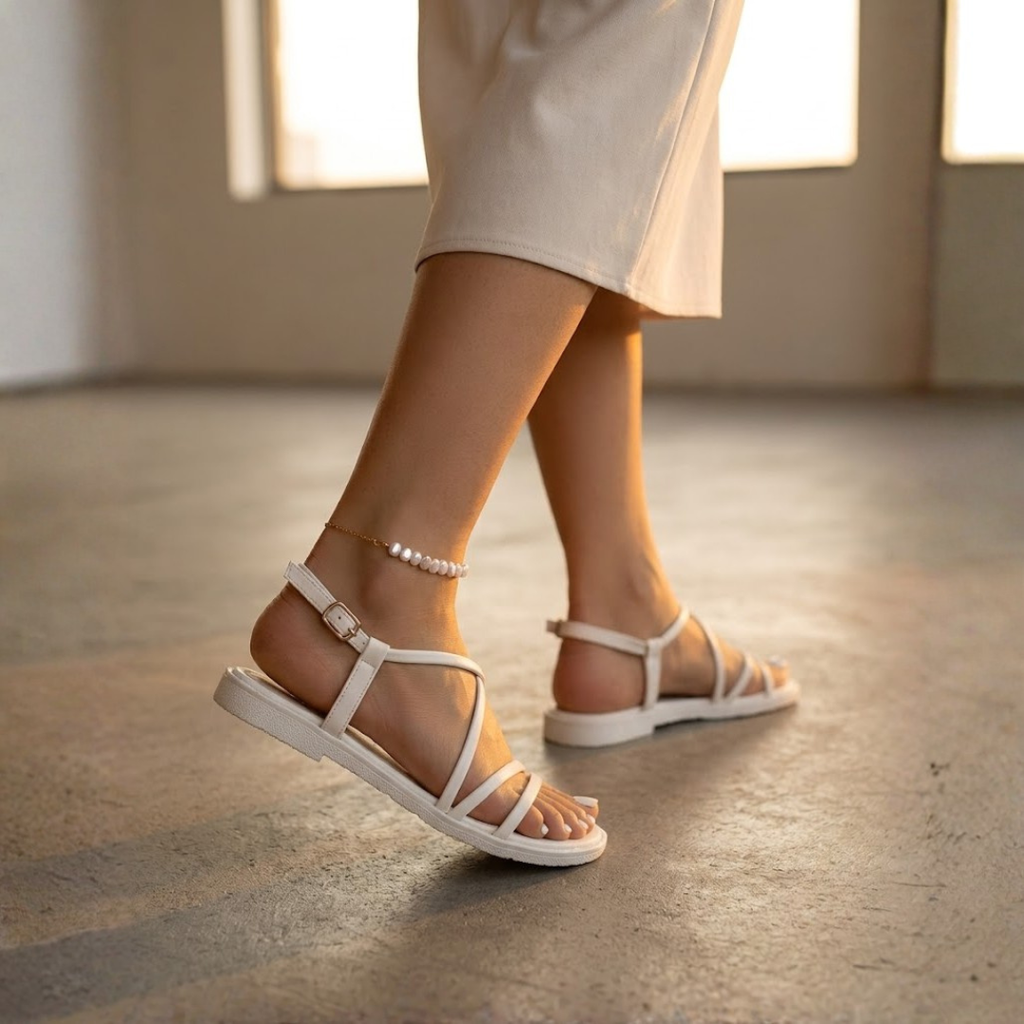 SANDALIAS PLANAS DE TIRAS CRUZADAS "VALERIA"