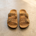 SANDALIAS ANATÓMICAS DE DOBLE HEBILLA CON TACHUELAS "GIULIA"