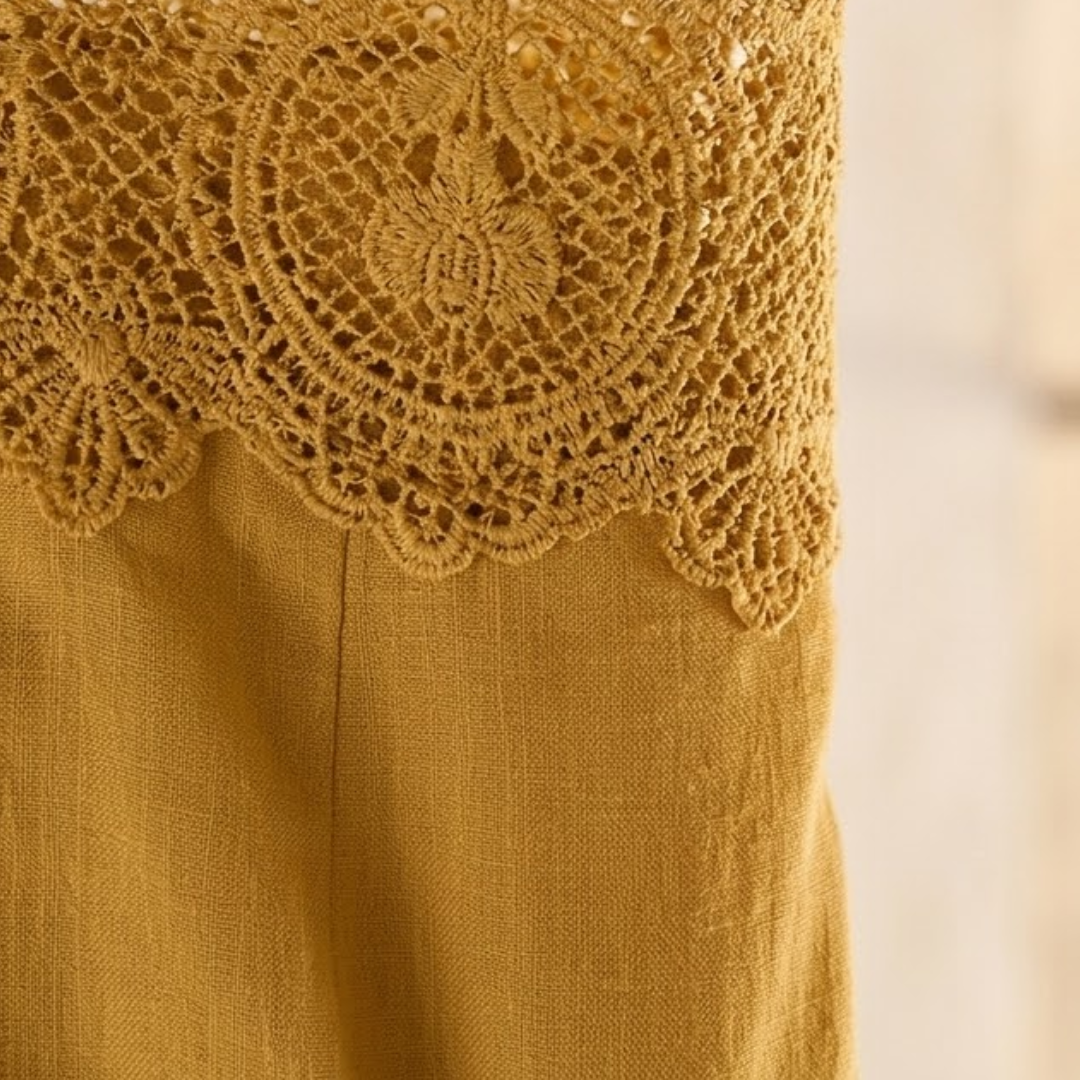 CONJUNTO DE TOP Y PANTALÓN ANCHO CON DETALLE DE ENCAJE "SOFIA"