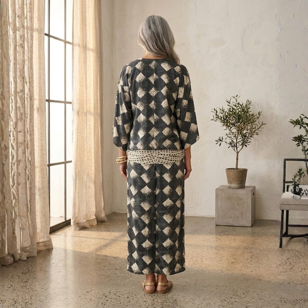 CONJUNTO DE BLUSA Y FALDA ESTAMPADA "GIOIA"