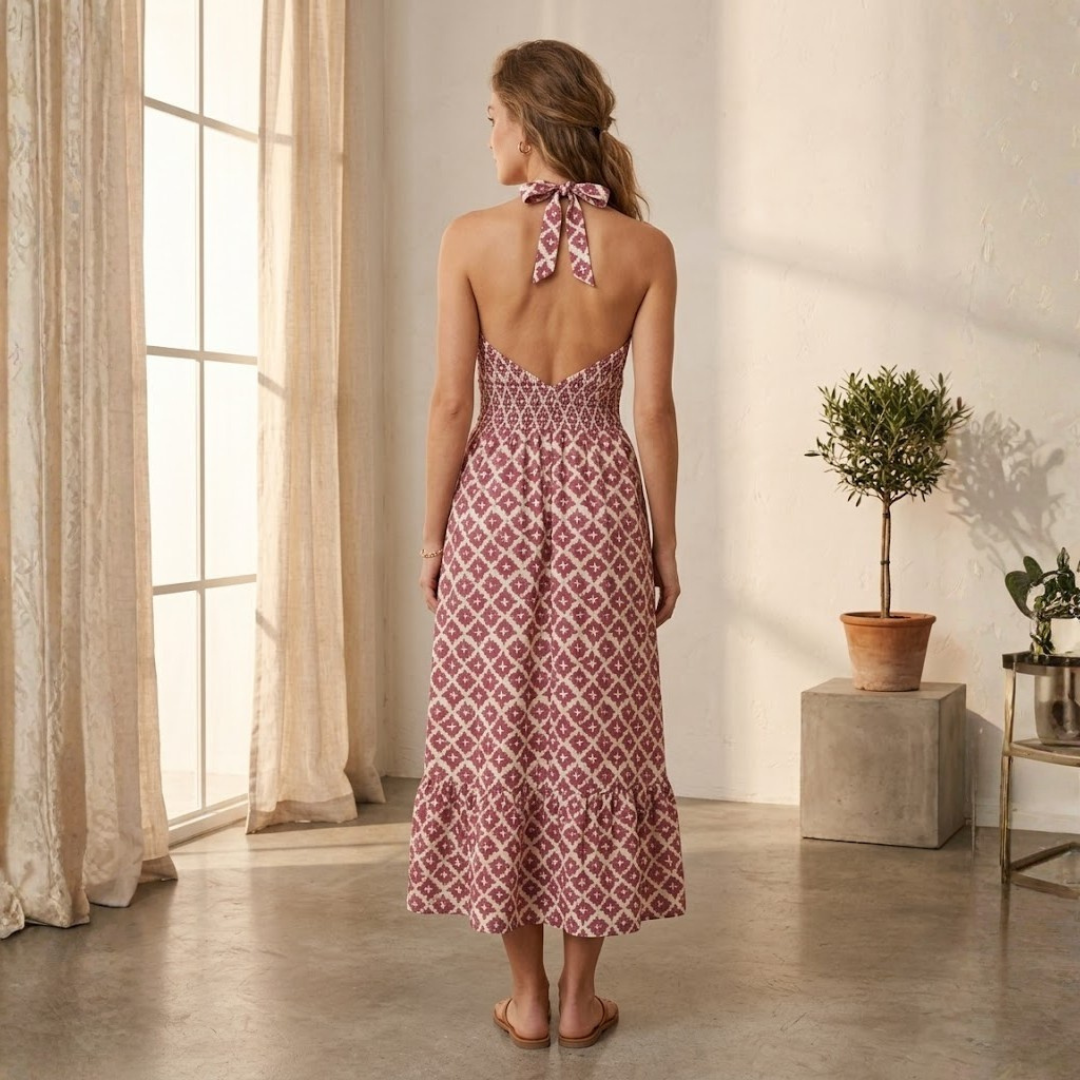 CONJUNTO DE TOP HALTER Y FALDA MIDI "AMBRA"