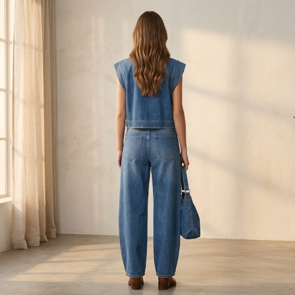 CONJUNTO VIVO DE TOP Y PANTALÓN DENIM "VERONA"