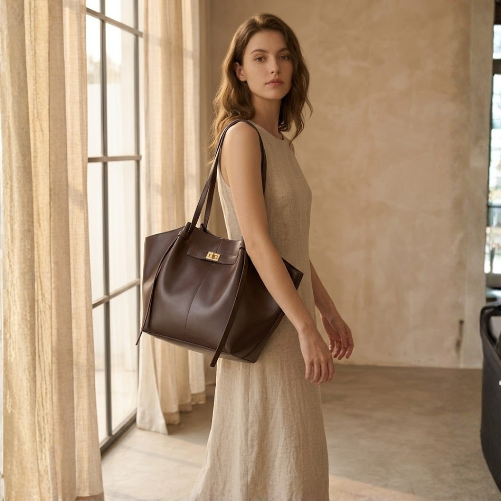 BOLSO SHOPPER DE HOMBRO "ELENA" - MARRÓN CAFÉ