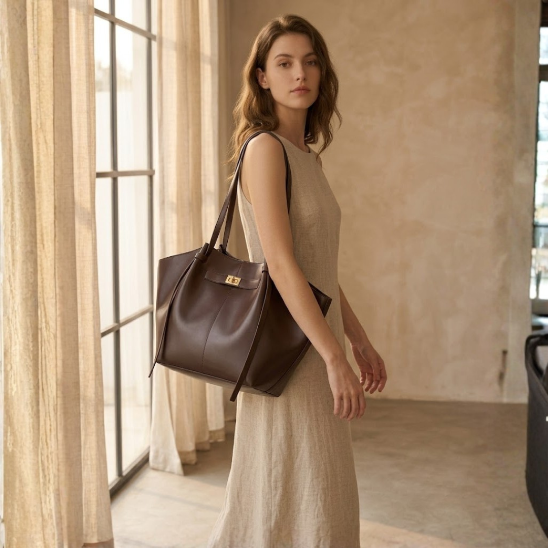 BOLSO SHOPPER DE HOMBRO "ELENA" - MARRÓN CAFÉ
