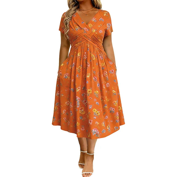 Vestido Midi Floral-Rosa Elena