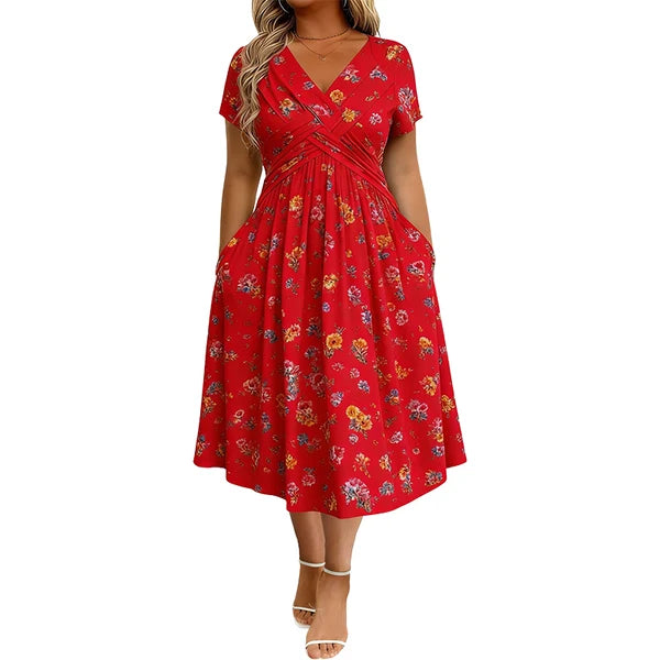 Vestido Midi Floral-Rosa Elena