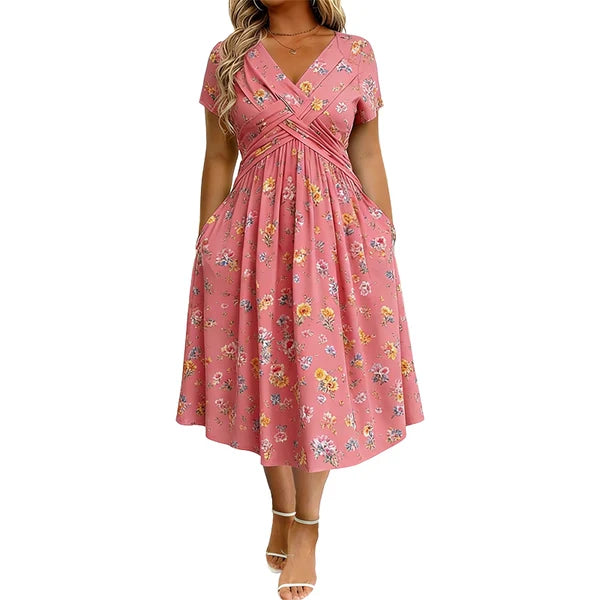 Vestido Midi Floral-Rosa Elena