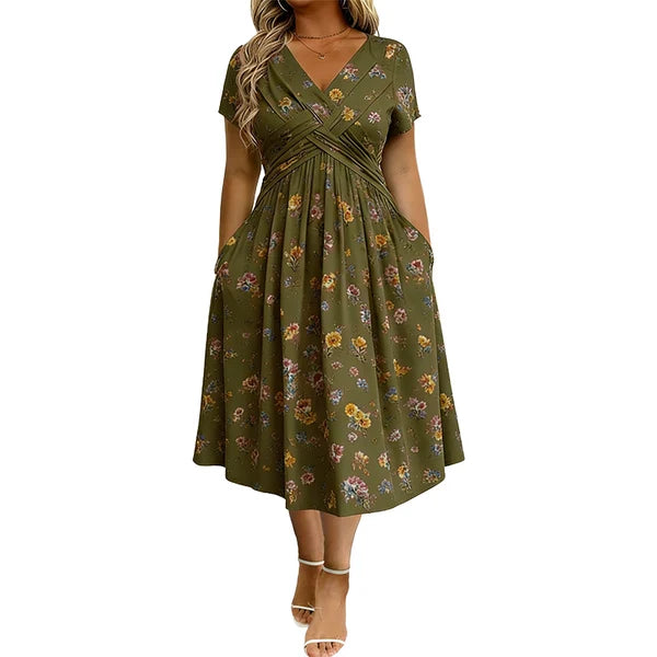 Vestido Midi Floral-Rosa Elena