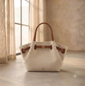 BOLSO SHOPPER DE HOMBRO "ELENA" - RAFIA & MARRÓN