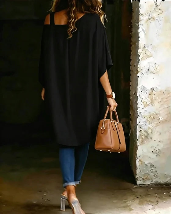 Blusa asimétrica con hombros descubiertos-Maria