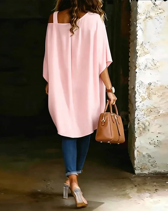 Blusa asimétrica con hombros descubiertos-Maria